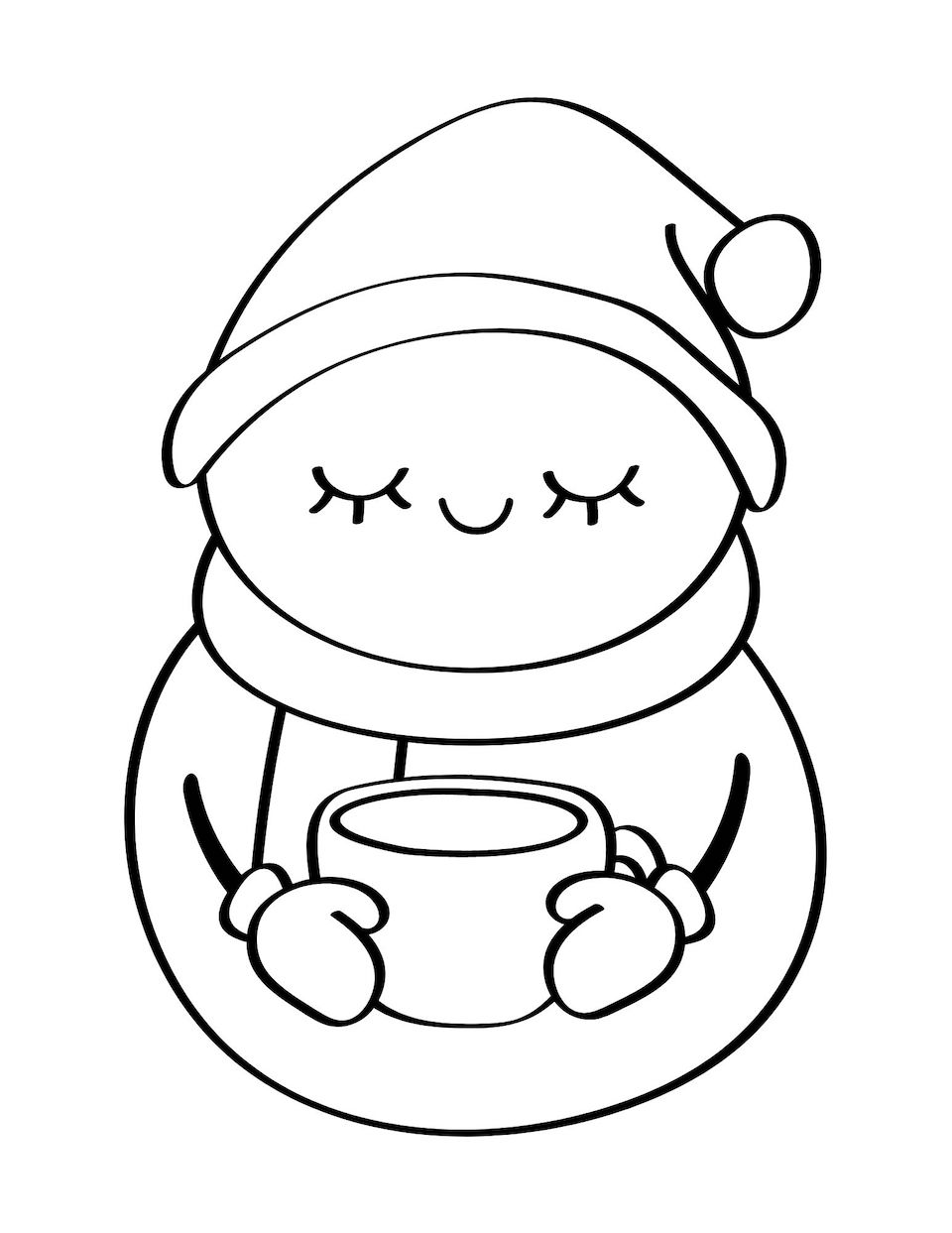 Snowman coloring pages for kids and adults