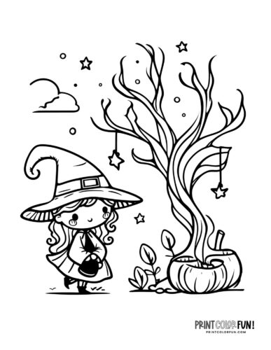 Witch coloring pages for halloween craft fun and learning at