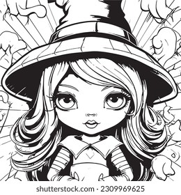 Cute little girl dressed witch owl stock vector royalty free