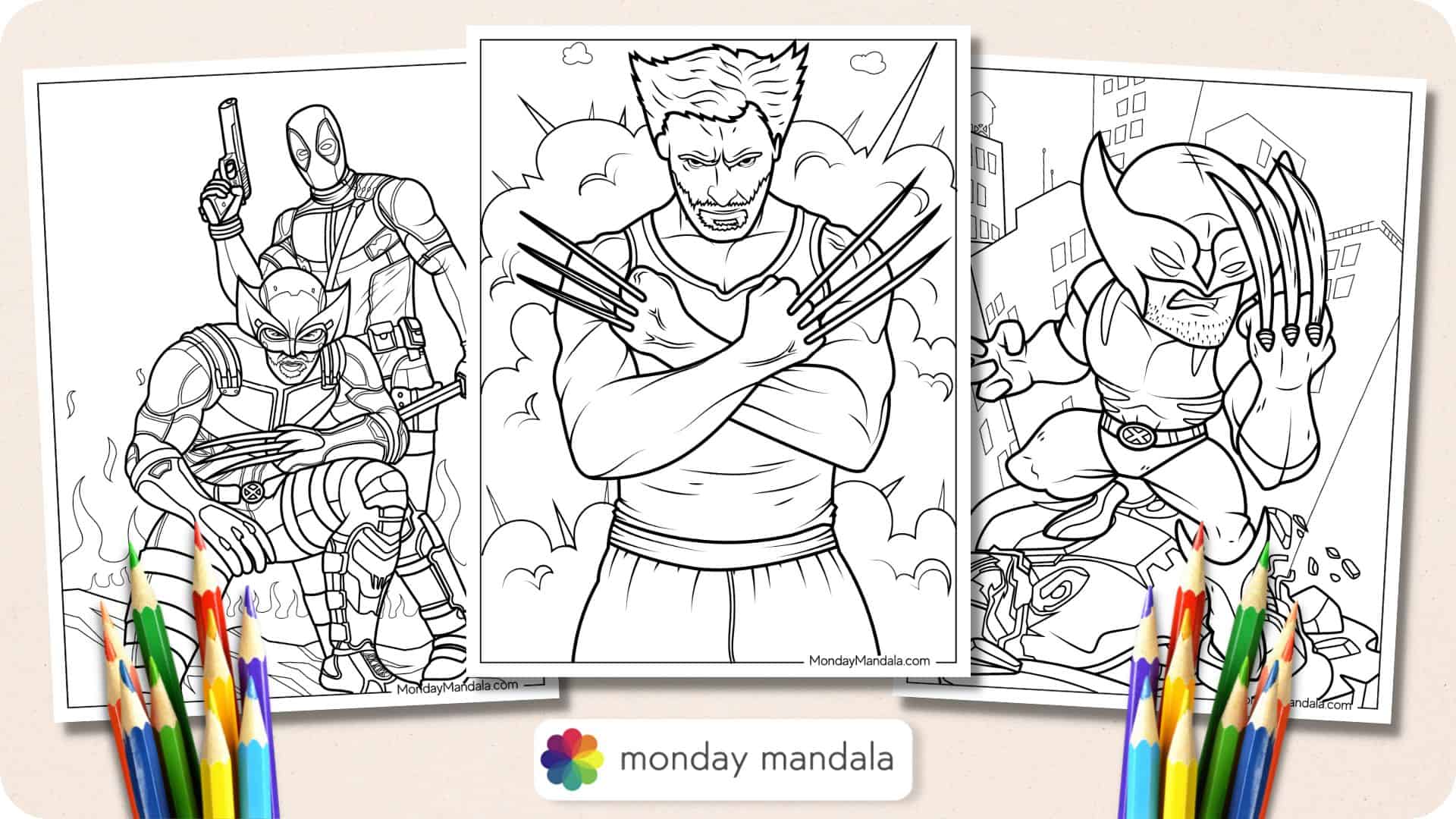 Wolverine coloring pages free pdf printables
