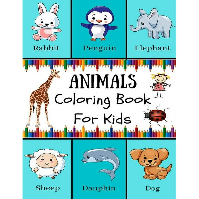 Animals coloring book for kids zoo animals simple images toddlers big images animals coloring pages book for girls and boys preschool x inches x cm paperback
