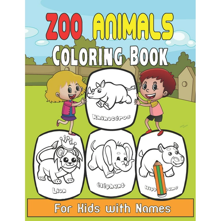 Zoo animals coloring book for kids with names educational animals coloring pages with names birthday gift that all children love for kids from paperback