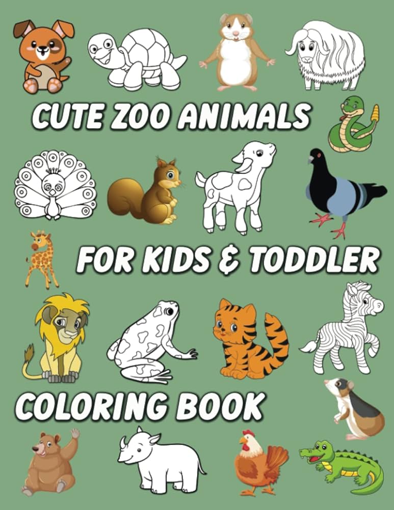 Cute zoo animals for kids toddler coloring book cute little zoo animals coloring page for little kids toddlers preschool and kindergarten simple coloring book for preschool and kindergarten by press erika