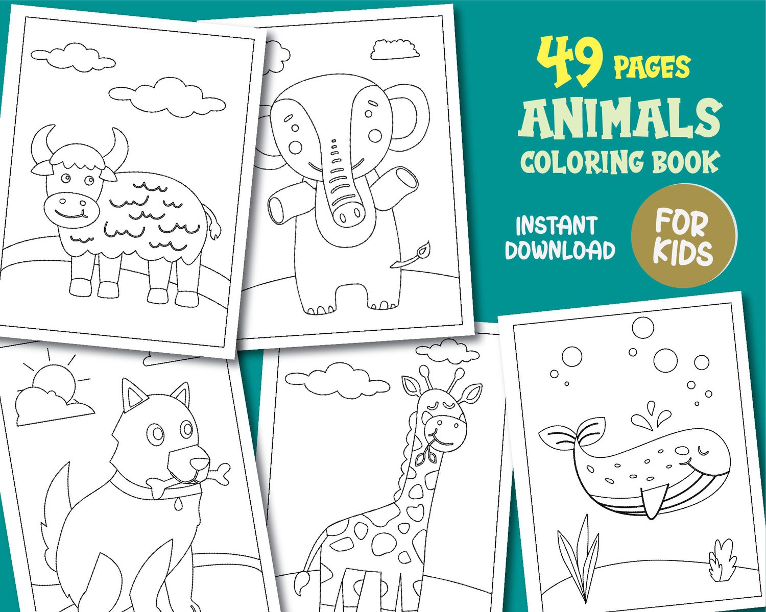Free animal coloring book for kids vol