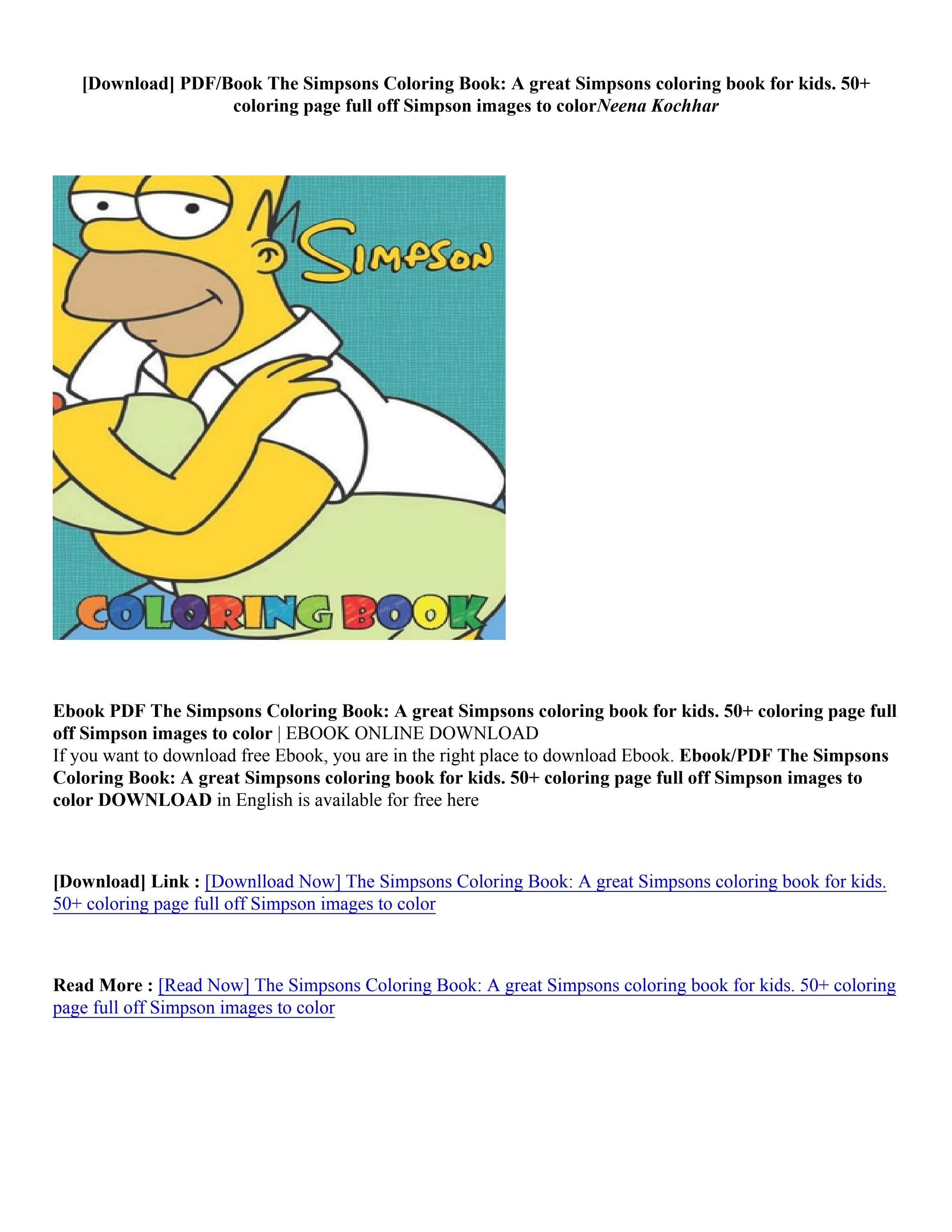 Pdf the simpsons coloring book a great simpsons coloring book for kids coloring page full off by leeschultzpdf