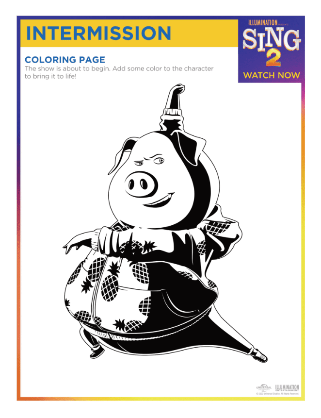 Sing printable activity sheet pack free for kids