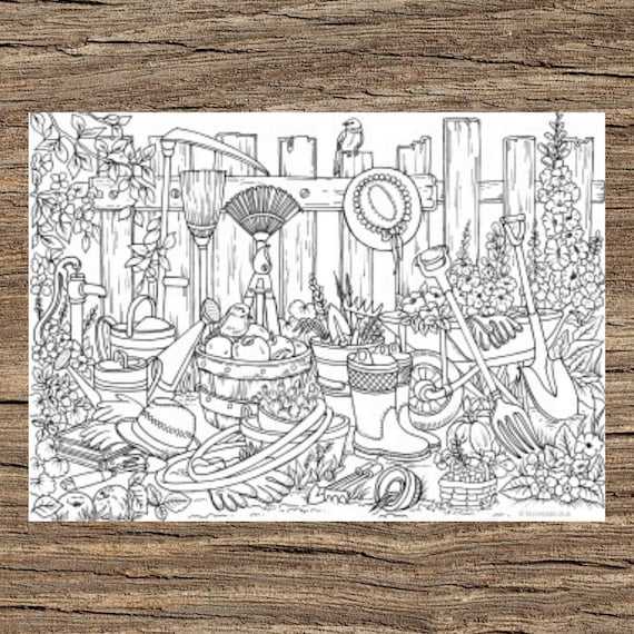 Garden stuff printable adult coloring page from favoreads