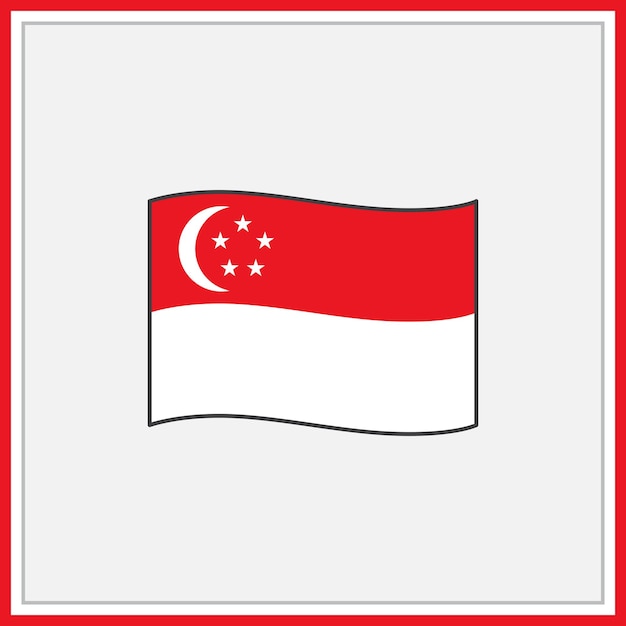 Premium vector singapore flag cartoon vector illustration flag of singapore flat icon outline national singapore flag