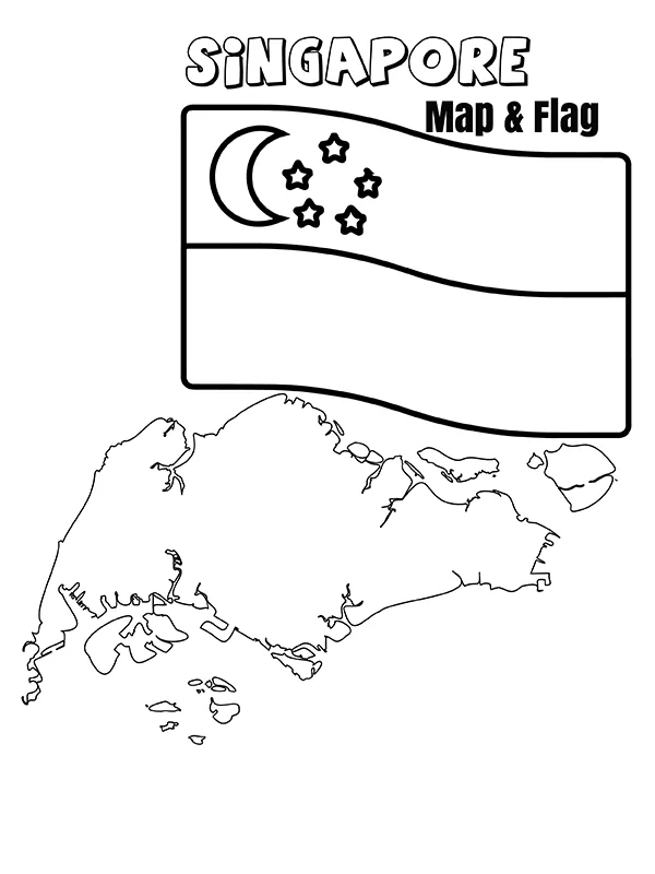 Singapore map and flag fãrbung seite