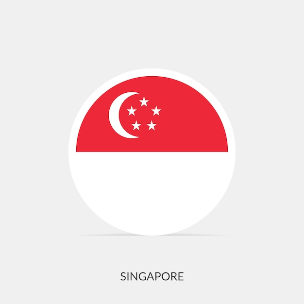 Premium vector singapore round flag icon with shadow