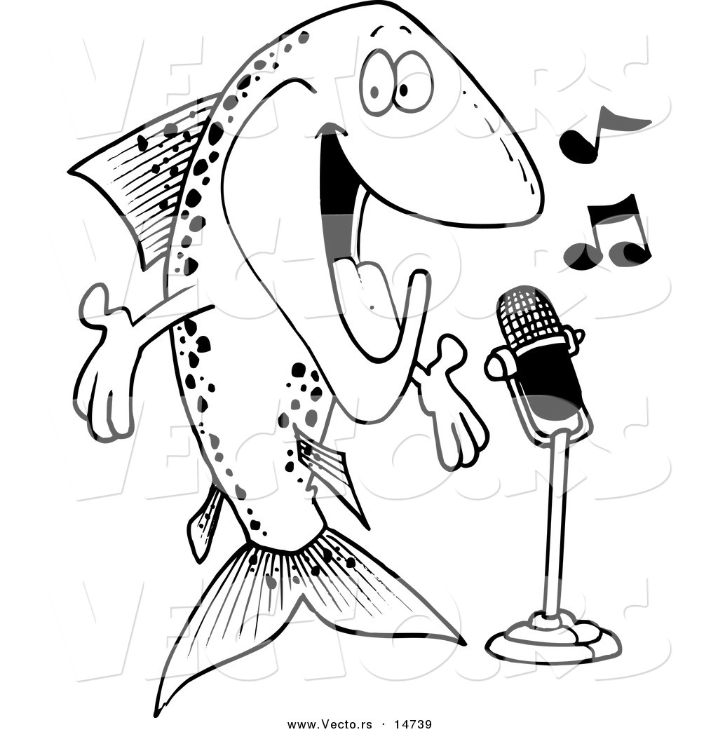 R of a cartoon musical trout singing