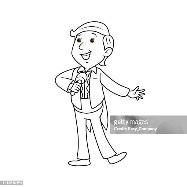 Vector illustration of singer isolated on white background for kids coloring book high