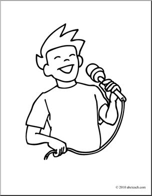 Clip art boy singing coloring page i