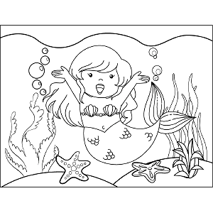 Singing mermaid coloring page
