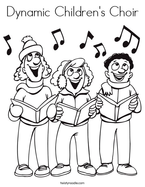 Dynamic childrens choir coloring page