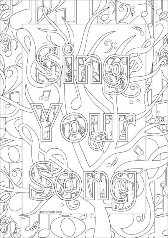 Sing your song printable adult coloring page from favoreads coloring book pages for adults and kids coloring sheets coloring designs instant download