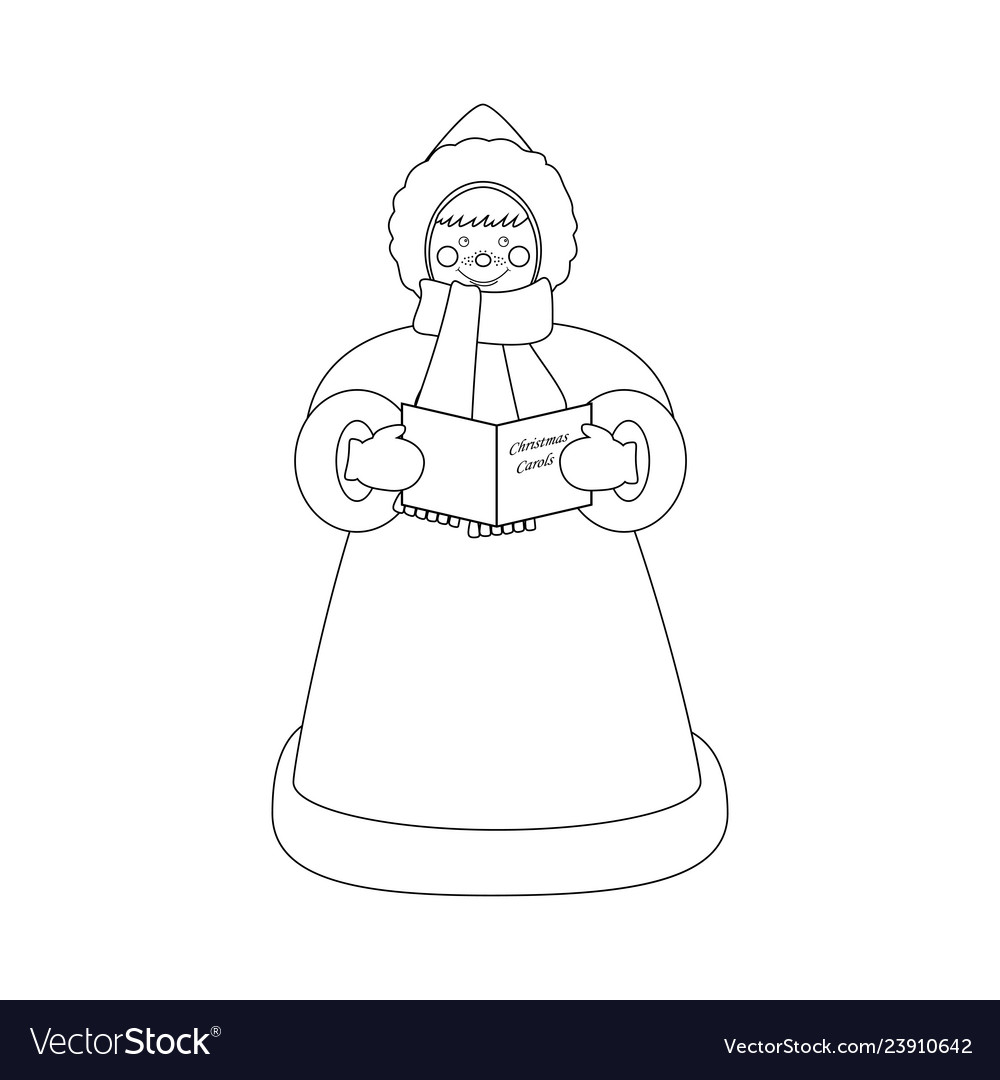 Christmas carols singer coloring page royalty free vector