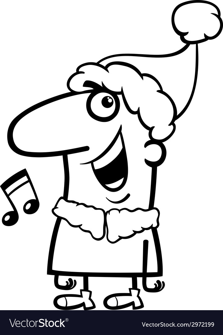 Santa singing carol coloring page royalty free vector image
