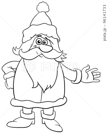 Cartoon santa claus on christmas time coloring
