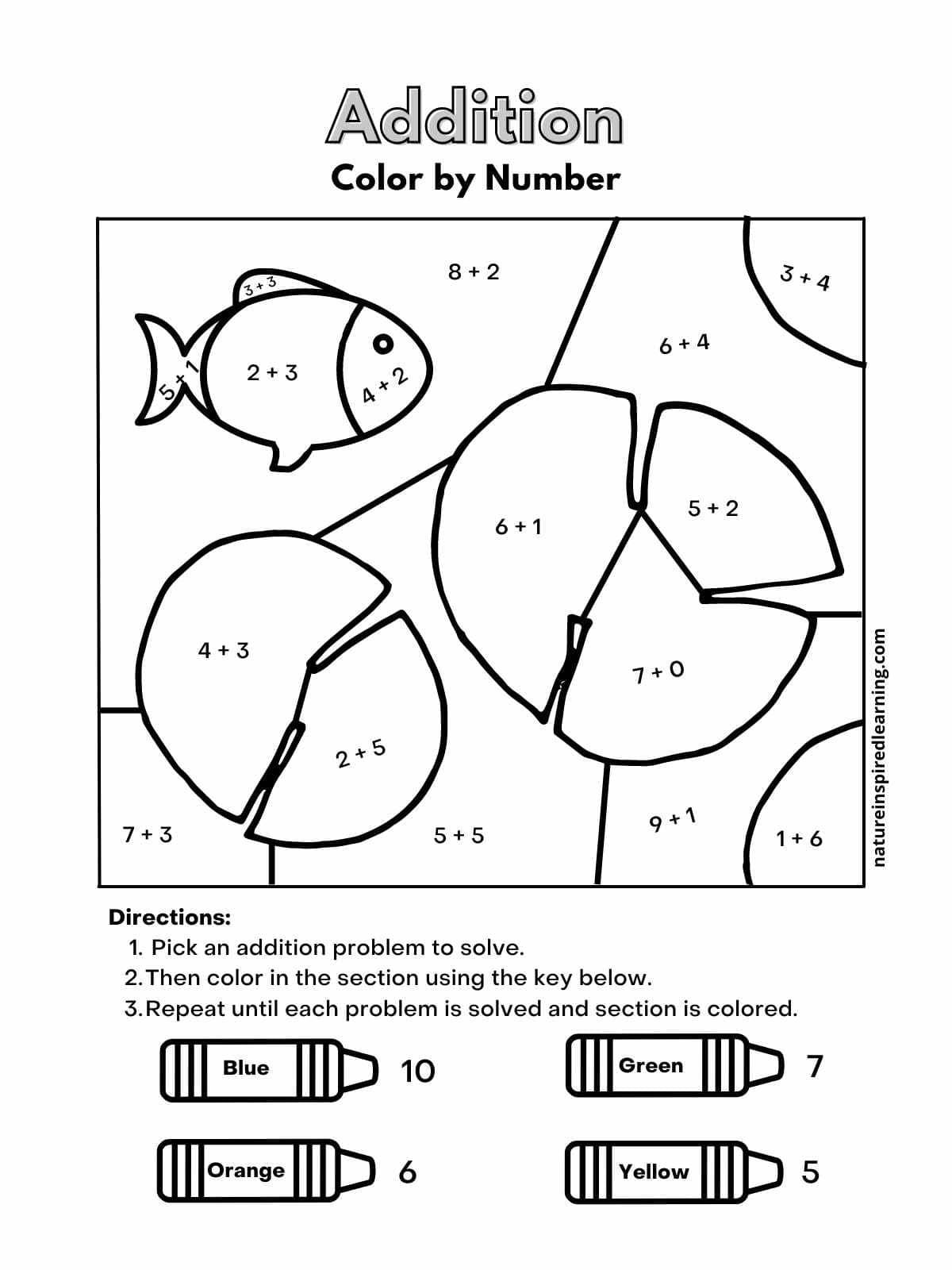 Addition color by number worksheets