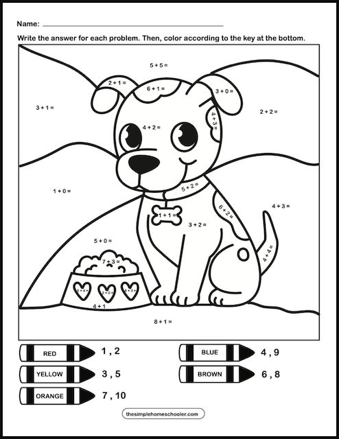 Bright addition color by number worksheets easy print