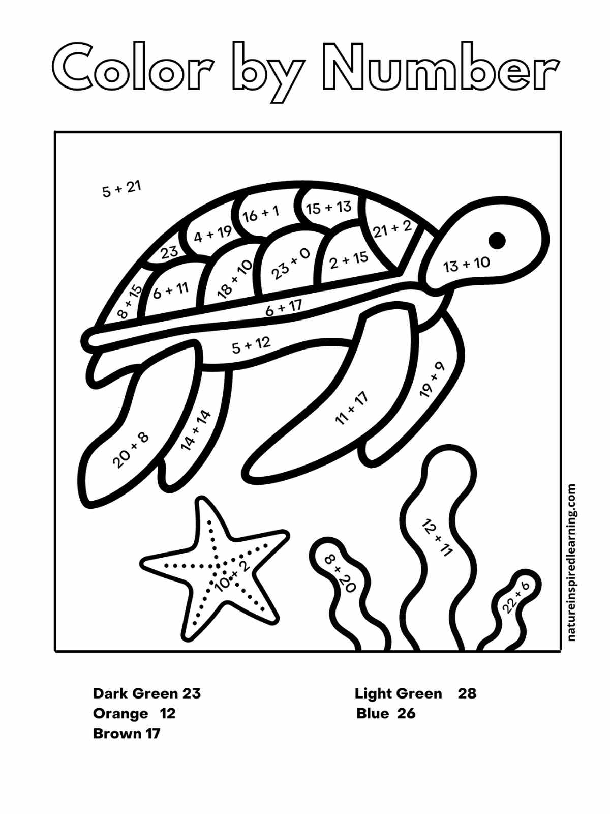 Addition color by number worksheets