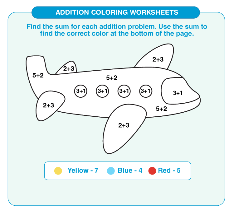 Addition coloring worksheets download free printables