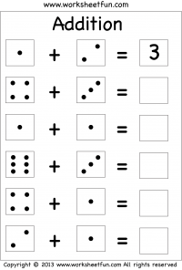 Dice addition â single digit addition â three worksheets free printable worksheets â