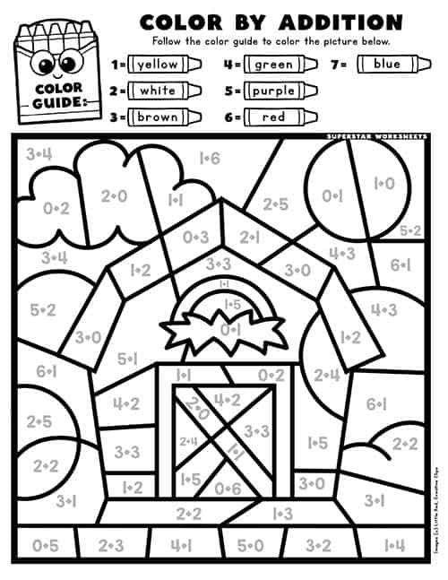 Addition color by number