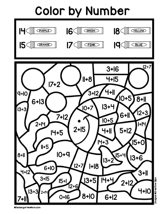 Addition color by number worksheets