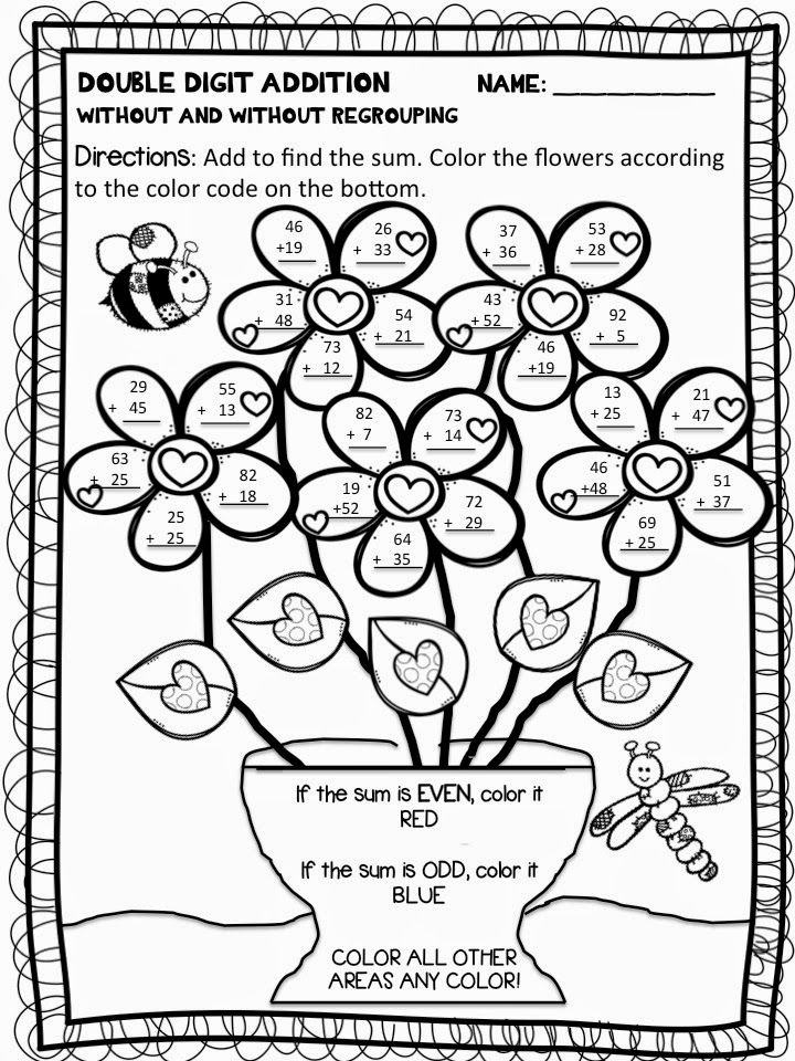Double and triple digit additionsubtraction printables addition coloring worksheet math coloring worksheets addition and subtraction worksheets