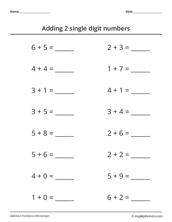 Grade addition worksheet