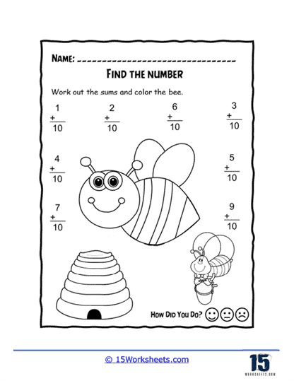 Missing number single digit addition worksheets