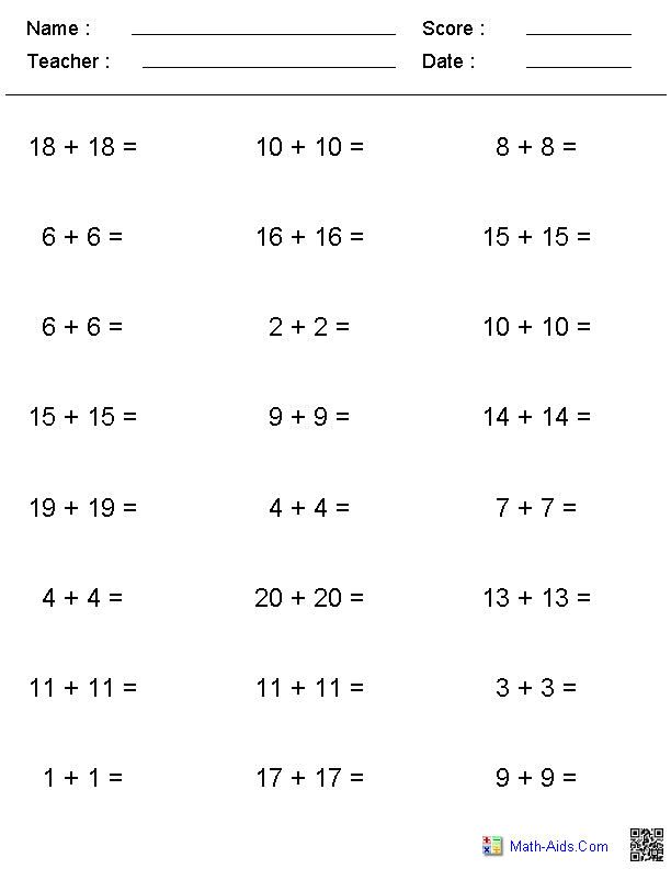 Addition worksheets dynamically created addition worksheets