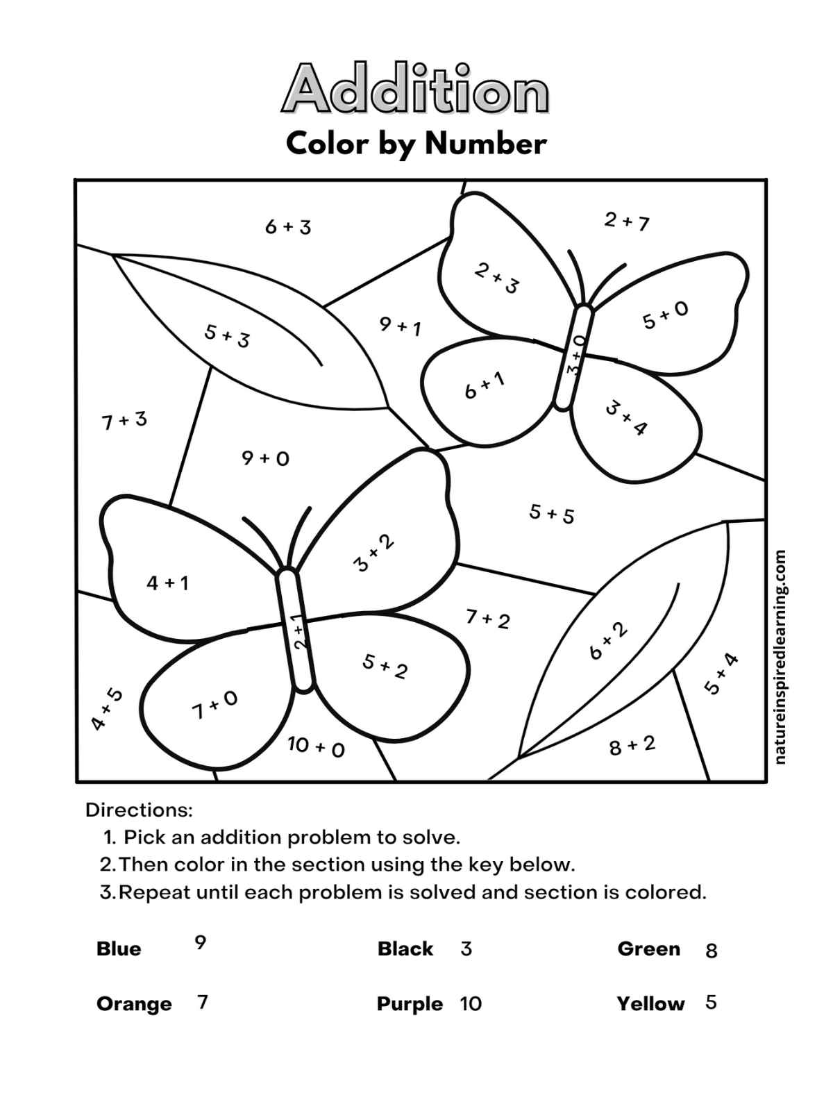 Addition color by number worksheets