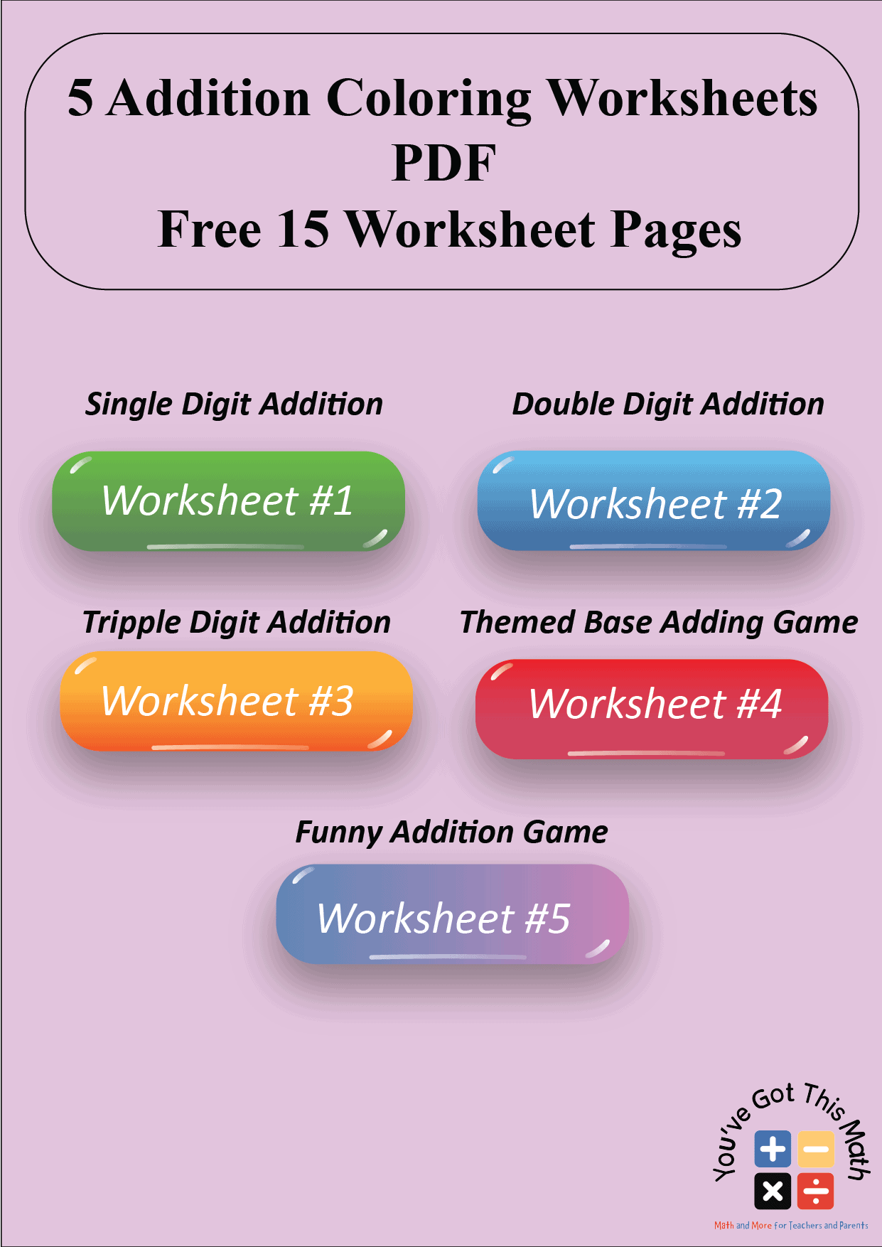 Free addition coloring worksheets pdf fun activities
