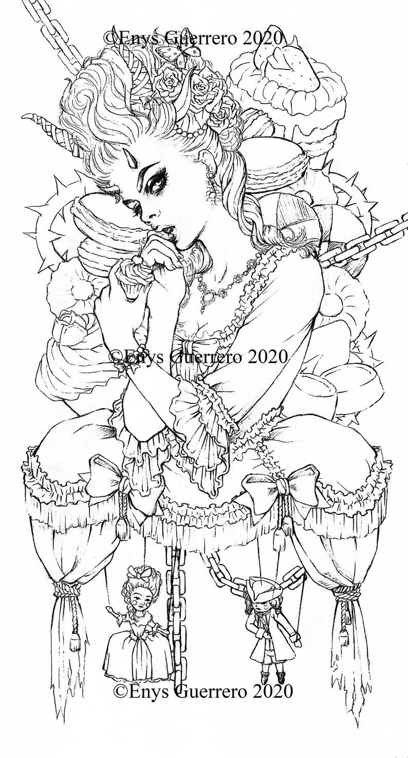 El diablo coloring page goth fantasy printable download jpg