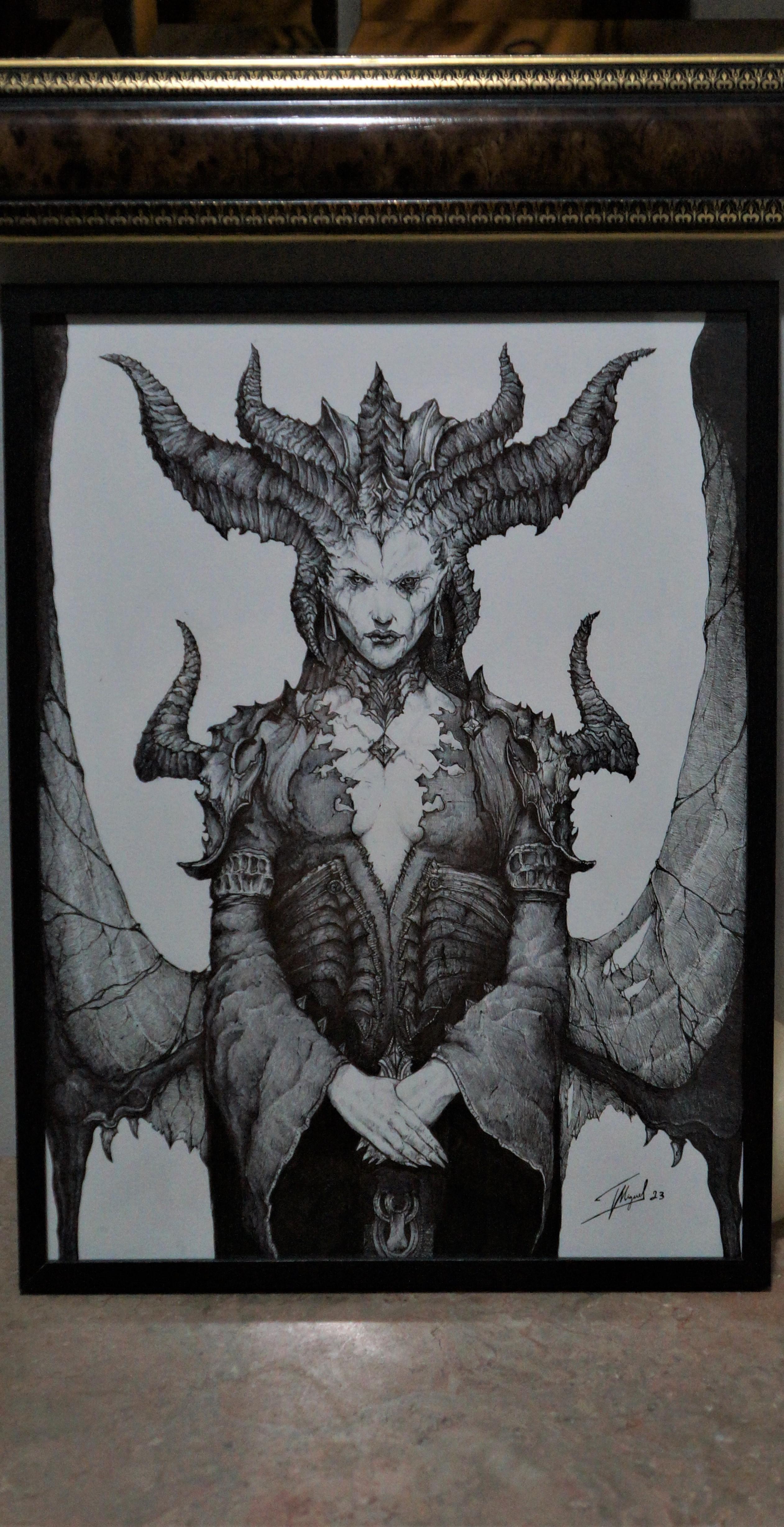 Took some time but i finally finished this pen art of lilith rdiablo