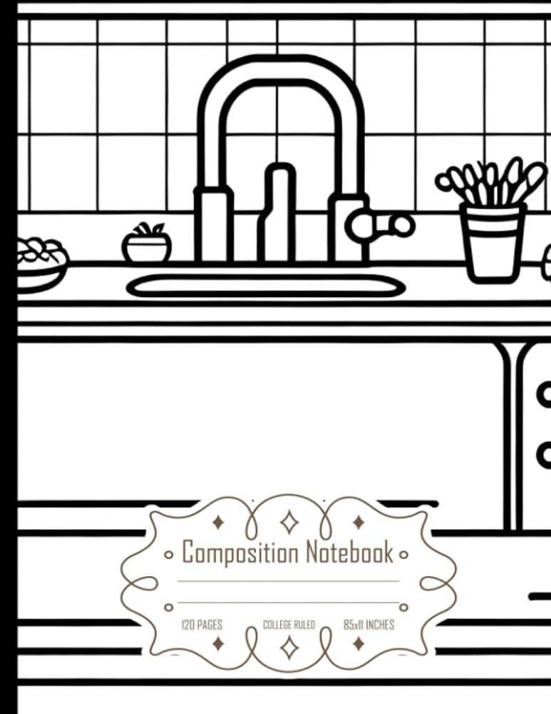 Position notebook college ruled simple kitchen sink coloring page size x inch pages conley aran books