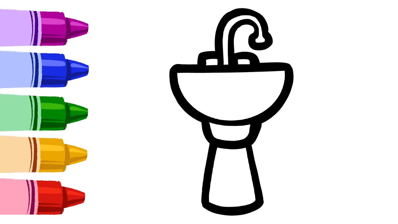 Bathroom sink easy oil pastel drawing and colouring for kids artkid