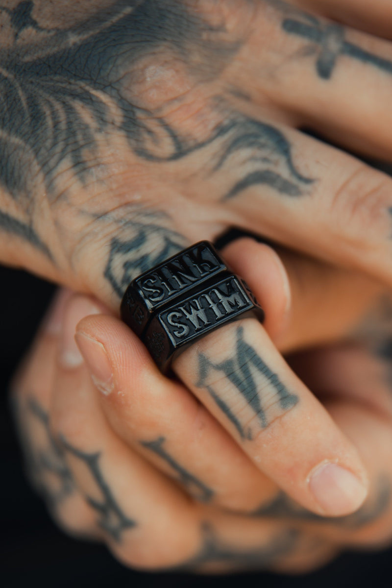 Blackout sink or swim stainless steel rings set of by relentless betrayal