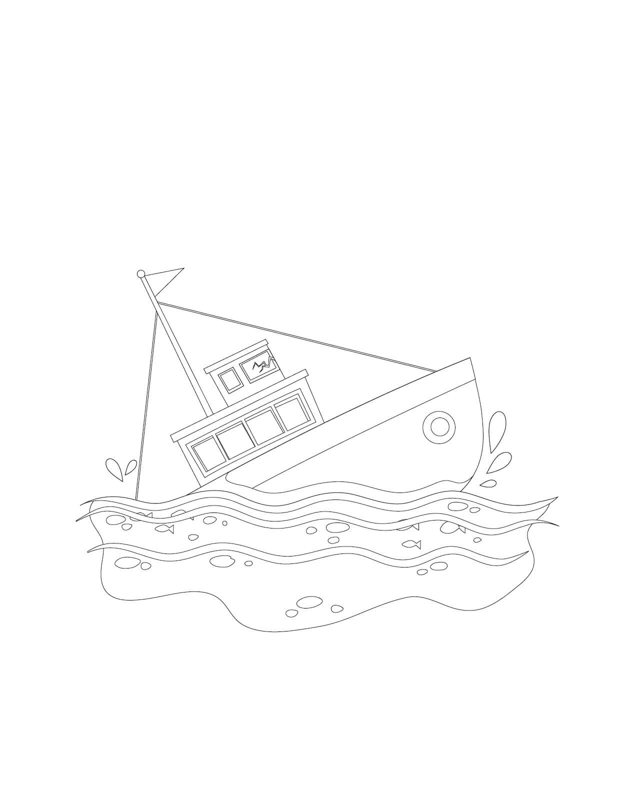Sinking ship coloring page