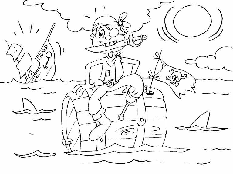 Free coloring page jun sinking pirate ship