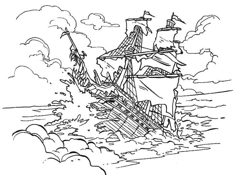 Online coloring pages coloring page the ship is sinking ships coloring pages for kids