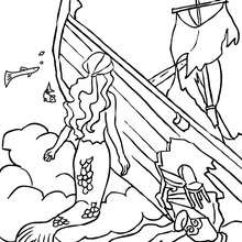Mermaids explorating a sinking boat coloring pages