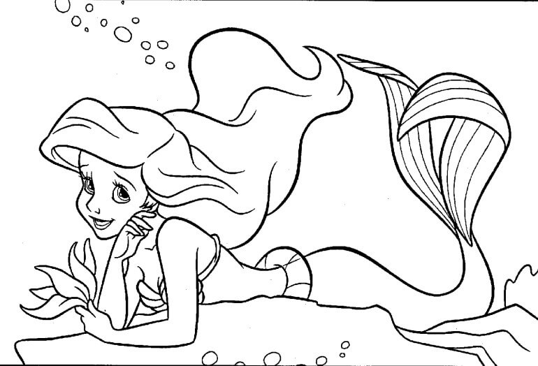Gran sirena ariel para colorear imprimir e dibujar â