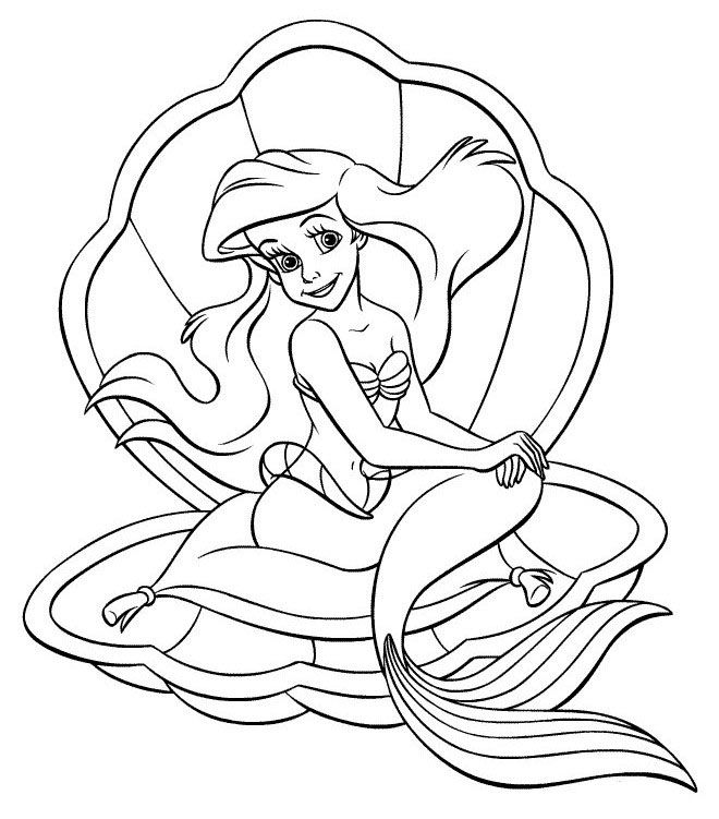 Clam coloring page princesa para pintar sirena para colorear sirenita ariel para colorear