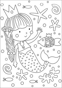 Dibujo de sirenas para imprimir y colorear