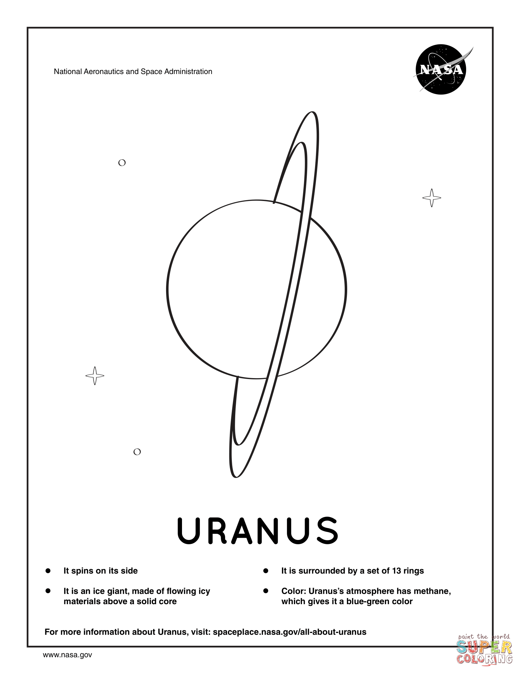 Desenho de planeta do sistema solar urano para colorir desenhos para colorir e imprimir gratis