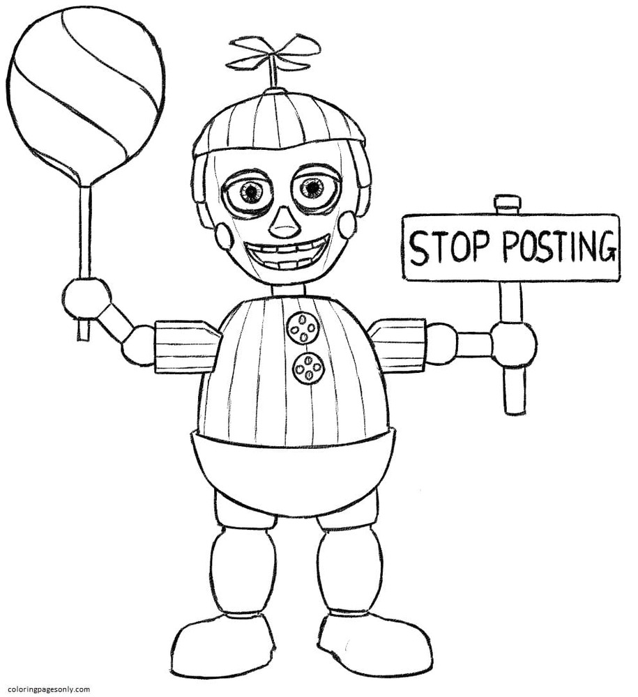 Balloon boy phantom five nights at freddys coloring page